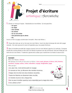 Atelier d’écriture (Acrostiche)