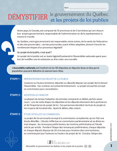 Démystifier le gouvernement du Québec et les projets de loi publics