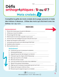 Défis orthographiques : « b » ou « d » ? – Mots croisés 2