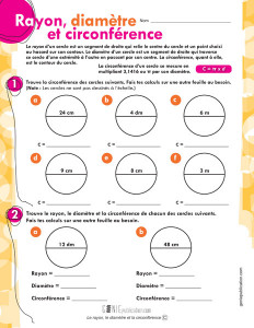 Le rayon, le diamètre et la circonférence