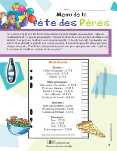 Menu de la fête des pères