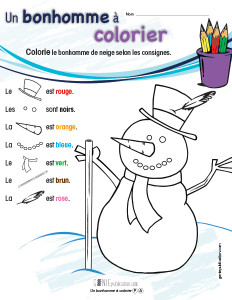 Un bonhomme de neige à colorier