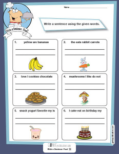 Write a sentence: Food