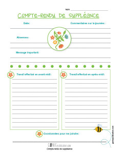 Compte-rendu de suppléance (printemps)