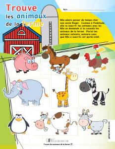Trouve les animaux de la ferme