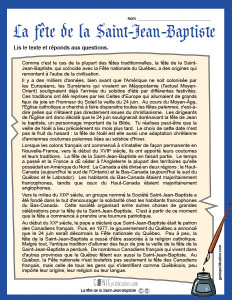 La fête de la Saint-Jean-Baptiste