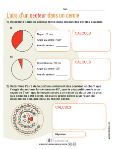 L'aire d'un secteur dans un cercle