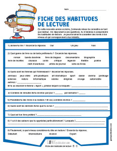 Fiche des habitudes de lecture