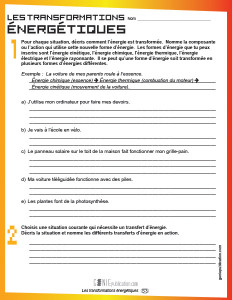 Les transformations énergétiques