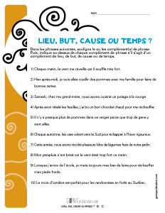 Lieu, but, cause ou temps ?