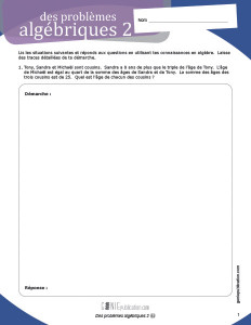 Des problèmes algébriques 2