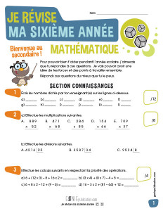 Je révise ma sixième année – Mathématique