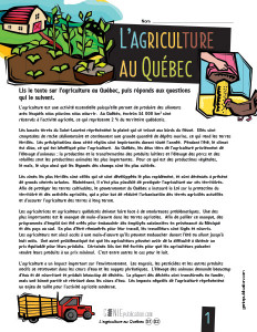 L'agriculture au Québec