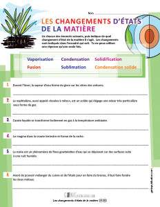 Les changements d'états de la matière