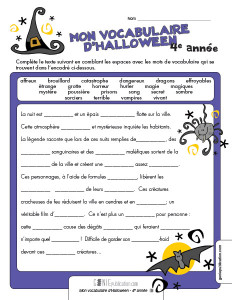 Mon vocabulaire d'Halloween – 4e année