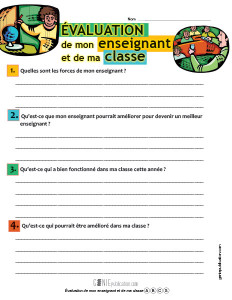 Évaluation de mon enseignant et de ma classe