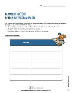 La matière préférée de tes nouveaux camarades