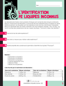 L'identification de liquides inconnus