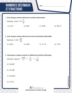 Nombres décimaux et fractions
