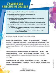 L'accord des adjectifs de couleur