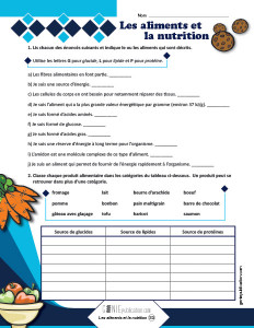 Les aliments et la nutrition