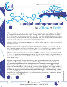 Le projet entrepreneurial de William et Estelle