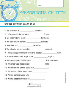 Prepositions of Time