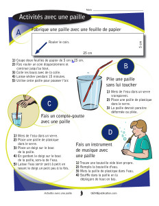Activités avec une paille