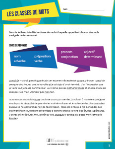 Les classes de mots