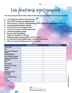 Les fonctions syntaxiques