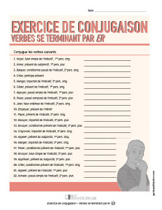Exercice de conjugaison – verbes se terminant par er