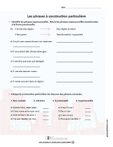 Les phrases à construction particulière