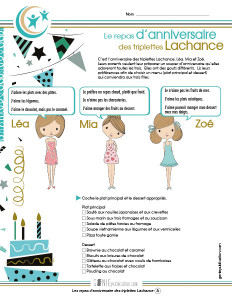 Le repas d'anniversaire des triplettes Lachance