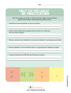 Tout un mélange de ponctuation