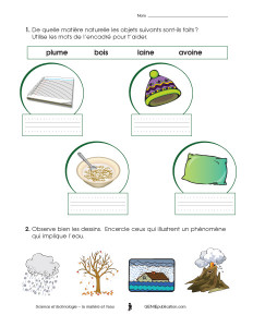 Science et technologie – la matière et l’eau