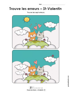 Trouve les erreurs – Saint-Valentin