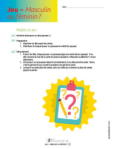 Jeu – Masculin ou féminin ?