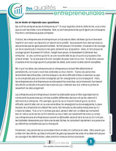 Des qualités entrepreneuriales