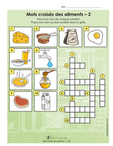 Mots croisés des aliments – 2