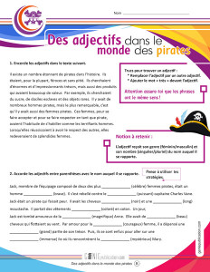 Des adjectifs dans le monde des pirates