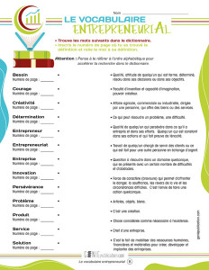 Le vocabulaire entrepreneurial