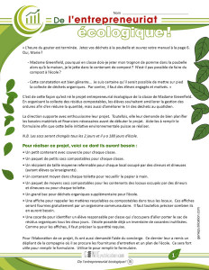 De l'entrepreneuriat écologique !